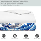 Single 61" x 79" Bedding Duvet Cover Set - Blue Minimalist Abstract Ocean Waves Printed 3 Piece Brushed Microfiber Comforter Quilt Cover with Zipper Closure for Men and Women Generic