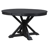 Merax Farmhouse Wooden Round Extendable Dining Table Set with Chairs for 4 Persons 5 Piece Round Kitchen Table Set for Small Space, Deep Espresso Merax