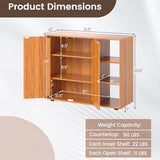 Giantex Wood Shoe Cabinet with Doors, Freestanding Shoe Rack Cabinet with 3-Level Adjustable Open Shelves, Modern Wooden Shoe Storage Cabinet for Entryway, Hallway, Closet, Living Room (Natural) Giantex