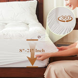 PRIMESOFT 100% Waterproof King Size Mattress Topper, Thick Pillow Top Mattress Pad，Up to 21 Inch Deep Pocket,Soft Breathable Mattress Pad for Back Pain, Protector Cover(White) Primesoft