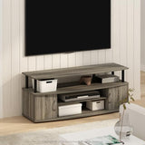 Furinno Jaya Large Entertainment Center Hold up to 55-in TV, Grey Oak/Black Furinno