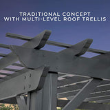 Backyard Discovery Stratford 16' x 12' Traditional Galvanized Steel Pergola Kit with Shade Sail Canopy, Powder-Coated Finish, All-Season Durability, High-Wind Rating for Outdoor Patio, Deck, Garden Backyard Discovery