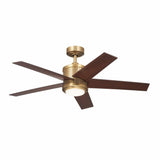 Kichler Brahm Collection 48 Inch Indoor Ceiling Fan with LED Light in Natural Brass Finish with Reversible Blades, for Living Room, Dining Room, Kitchen and Bedroom, (48" DIA x 15.5" H), 300048NBR Kichler