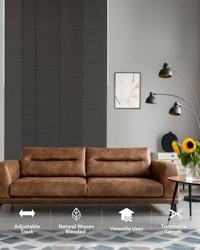 GoDear Design Adjustable Sliding Panel Track Vertical Blinds for Windows 45.8"- 86" W x 96" H, Extendable Patio Door Blinds for Sliding Door, Trimmable Fabric Panel Curtinsa, Semi-Privacy, Tea Time GoDear Design