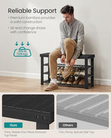 SONGMICS Shoe Rack Bench, 4 Tier Bamboo Shoe Storage Organizer, Entryway Bench, for Living Room, Bathroom, Bedroom, 11.3 x 35.2 x 20.5 Inches, Ink Black ULBS390BH01 SONGMICS