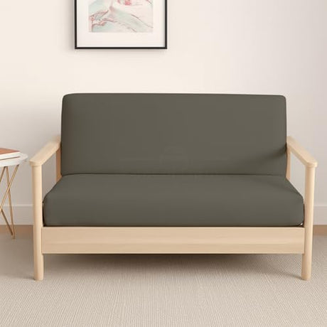 Full Size Foldable Armless Futon Covers - Microfiber Futon Slipcovers Furniture Protector Without Armrests - Zippered Couch Cover Sofa Bed Protector, Sleeper Sofa Cover, Machine Washable, Dark Grey Yarns of Cotton