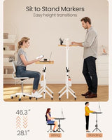 ErGear Mobile Standing Desk with Wheels, Adjustable Height 28.3″ to 46.3″, Rolling Laptop Cart with Cup Holder, Storage Basket, Computer & Pen Slot, Home Office Stand Up Desk, Light Vintage Brown ErGear