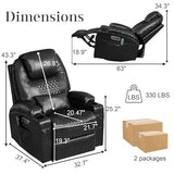 AHMED Dual Motor Power Swivel Rocker Recliner Chair with Massage & Heat, Electric Glider Rocking Chairs with Cup Holders,LED Lights, USB A/USB C Ports for Living Room, Nursery, Black
