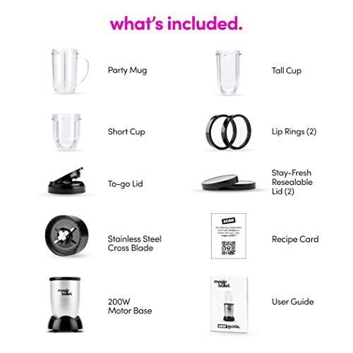 Magic Bullet Blender, Small, Silver, 11 Piece Set Magic Bullet