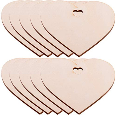 Pack of 50 Wooden Crafts to Paint 3 inch Christmas Tree Hanging Ornaments Unfinished Wood Cutouts Christmas Decoration DIY Crafts (Wooden Heart Cutouts) malyunin