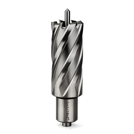 OSCARBIDE 1-1/16"x2"Annular Cutter 1-1/16 inch Cutting Diameter,2 inch Depth of Cut,3/4 inch Weldon Shank 2 Flat Mag Drill Bit with Pilot Pin for Magnetic Drill Press,1 Piece OSCARBIDE
