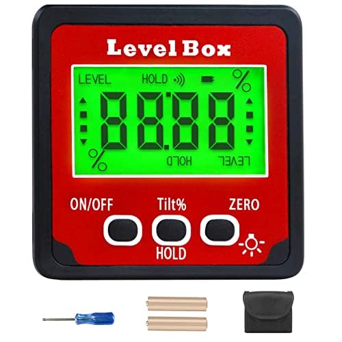 LOUISWARE Digital Inclinometer Angle Finder Gauge, IP54 Digital Electronic Protractor Bevel Gauge, Inclinometer Angle Cube Level Box with LCD screen for Woodworking,Table Saw and etc LOUISWARE