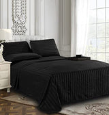 Elegant Comfort Best, Softest, Coziest 6-Piece Sheet Sets! - 1500 Premier Hotel Quality Luxurious Wrinkle Resistant 6-Piece Damask Stripe Bed Sheet Set, Queen Black Elegant Comfort