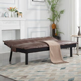 Brown Faux Leather Sofa Bed with Full Size Futon Frame, Convertible Reclining Couch with Tufted Backrest, Compact Sleeper Loveseat for Living Room, Guest Room, or Office – 64.6” (PU Leather, Brown) LIMNGZMEENN