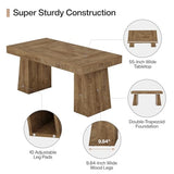 Tribesigns 55" Executive Desk, Wooden Office Desk with Double Pedestal, Modern Simple Computer Writing Table for Home Office, Light Brown Tribesigns