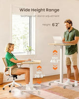 ErGear Mobile Small Standing Desk, Enhanced Adjustable Height Computer Workstations, Portable Rolling Laptop Desk with 4 Lockable Wheels for Home Office & Classroom, Light Walnut ErGear