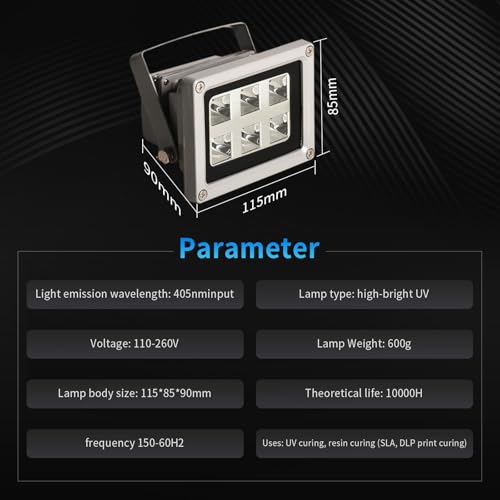 Geeetech UV Light for Resin for SLA/DLP/LCD 3D Printing, 405nm UV lamp with 60w Output Affect, 10-15s Fast Curing Photosensitive Resin Miniatures Geeetech