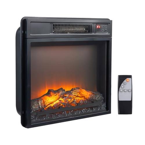 Bonnlo 18" Electric Fireplace Insert, 1400W Wall-Mounted, Recessed or Freestanding Heater, 6 Flame Colors, 5 Brightness Levels, 6-Hour Timer, Quiet, Safe, for Rooms up to 400 sq.ft Bonnlo