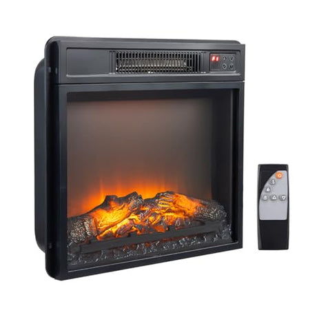 Bonnlo 18" Electric Fireplace Insert, 1400W Wall-Mounted, Recessed or Freestanding Heater, 6 Flame Colors, 5 Brightness Levels, 6-Hour Timer, Quiet, Safe, for Rooms up to 400 sq.ft Bonnlo