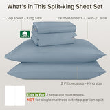 California Design Den Split King Sheets Sets for Adjustable Bed - Buttery Soft 800 Thread Count 100% Cotton Set, Sateen Bedding Set with Durable Twin XL Fitted Sheets - Blue California Design Den