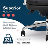 La-Z-Boy Sonata Executive Mid-Back Office Chair, Button-Tufted Seat and Back, Double-Layer Cushion, Padded Armrests, Ergonomic Computer DeskChair, Swivel Metal Base, Bonded Leather, Black/Chrome La-Z-Boy