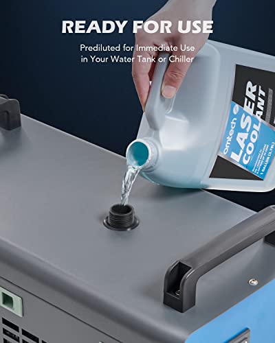 OMTech CO2 Laser Coolant Non Conductive Liquid Cooler Heat Transfer Fluid for Laser Engraver Water Chiller, Prediluted Antifreeze Coolant for Laser Tubes, 1 gal Blue Transparent Water Cooling Solution OMTech