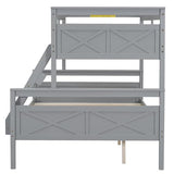 Merax Wood Bunk Bed,Twin Over Full Bunk Beds with Ladder,Safety Guardrail,Can be Separated into 2 Platform Beds,Perfect for Bedroom Kids Adults,Gray Merax