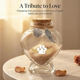 Chowsie Pet Memorial Bottle for Pet Hair, Pet Fur Memorial Keepsake, Keepsake for Dog and Cat Hair with Heart Shape Glass