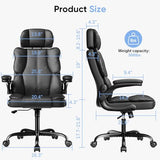 Kensaker Executive Leather Office Chair, Computer Chair with Thick Cushion & Lumbar Support, Ergonomic Desk Chair with Adjustable Headrest & Armrests,Black Kensaker