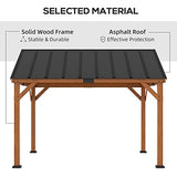 Outsunny 11' x 12' Hardtop Gazebo with Wooden Frame and Waterproof Asphalt Roof, Permanent Pavilion Gazebo Canopy, for Garden, Patio, Backyard, Deck, Porch, Brown Outsunny