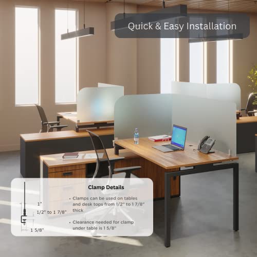 Desk Divider for Students and Desk Privacy Panel. Office Partitions and Ideal Cubicle Light Shield. Frosted Acrylic Clamp-on Desk Partition - 17” W x 18”H Divider VaRoom