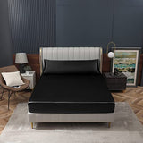 Homiest Black Satin Fitted Sheet Queen Size, Deep Pocket, Luxury & Ultra Soft Bedding Homiest