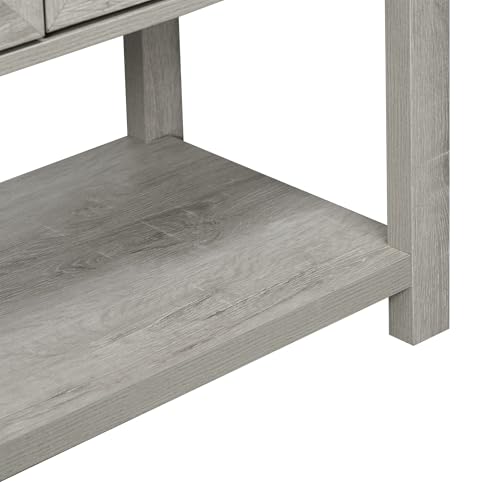 HOMCOM Farmhouse Double Door Coffee Bar Cabinet, Console Table, Sideboard Buffet Cabinet with Bottom Shelf for Entryway, Living Room, Stone Gray HOMCOM