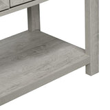HOMCOM Farmhouse Double Door Coffee Bar Cabinet, Console Table, Sideboard Buffet Cabinet with Bottom Shelf for Entryway, Living Room, Stone Gray HOMCOM