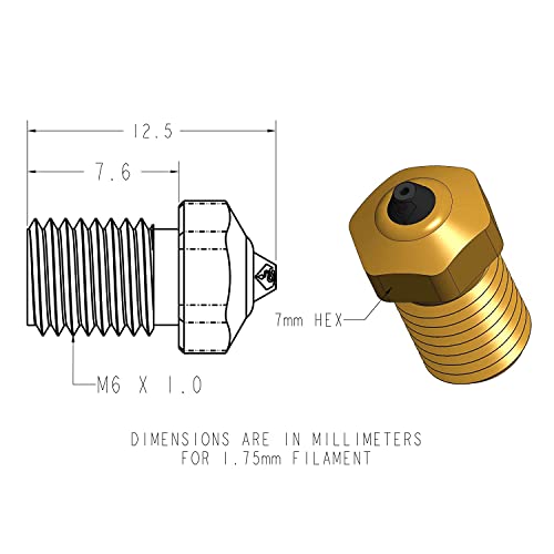 Diamondback Nozzles – V6 Compatible Polycrystalline Solid Diamond Tip 3D Printer Nozzles-Extrusion Efficiency-Any Filament-Long Life-Layer Adhesion-USA Made, 3-Pack (1.75mm x 0.4mm, 0.6mm & 0 - WoodArtSupply