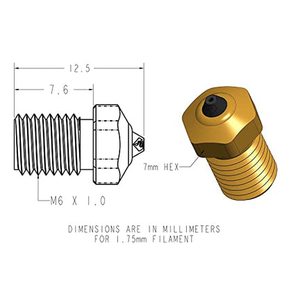 Diamondback Nozzles – V6 Compatible Polycrystalline Solid Diamond Tip 3D Printer Nozzles-Extrusion Efficiency-Any Filament-Long Life-Layer Adhesion-USA Made, 3-Pack (1.75mm x 0.4mm, 0.6mm & 0 - WoodArtSupply