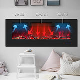 Kentsky 36 inches Electric Fireplace Inserts, Recessed and Wall Mounted Fireplace Heater, Linear Fireplace w/Thermostat, Remote & Touch Screen, Multicolor Flame, Timer, Logs & Crystal, 750W/1500W Kentsky