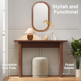 RUSTYER Fluted Entryway Console Table, Wooden Rectangular Sofa Table for Entrance, Narrow Wood Entryway Small Long Entry Table for Hallway, Living Room (Walnut) RUSTYER