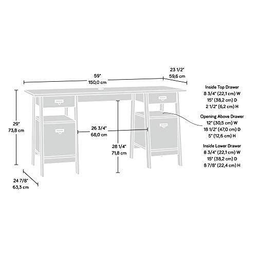 Sauder Trestle Executive Trestle Desk, Vintage Oak finish - WoodArtSupply