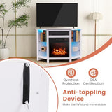 RELAX4LIFE Corner Fireplace TV Stand - Electric Fireplace Entertainment Center w/Heater Insert, LED Lights, APP Control & Adjustable Shelves, Media Console Cabinet for TVs up to 50’’ (White) RELAX4LIFE