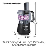 Hamilton Beach Stack & Snap 4-Cup Mini Food Processor & Vegetable Chopper, 250 Watts, for Slicing, Shredding, and Puree, Black (70510) Hamilton Beach