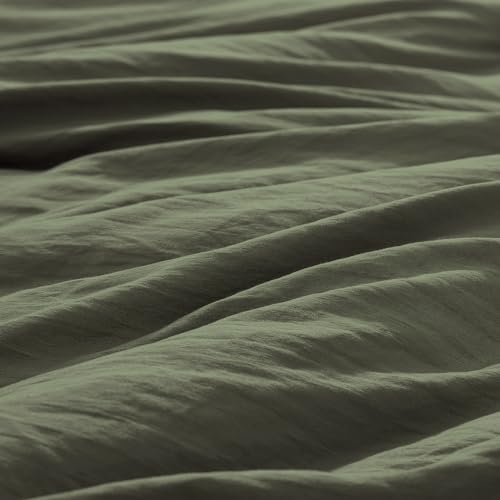 WRENSONGE Queen Comforter Set - 3 Pieces Prewashed Olive Green Comforter Soft Lightweight for All Seasons,Down Alternative Comforters Queen Size with 2 Pillow Shams WRENSONGE