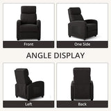 zzlay Recliner Chair for Living Room, Modern Adjustable Home Theater Seating Single Sofa Manual Push Back Armchair with Soft Linen Upholstery & High Backrest for Small Spaces, Linen-Black