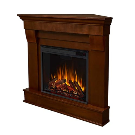 Real Flame Chateau 41" Corner Electric Fireplace with Mantel for Living Room or Bedroom, Replaceable Fireplace Insert Heater, Realistic Log and Flame Effect, Remote Control, Timer. Real Flame