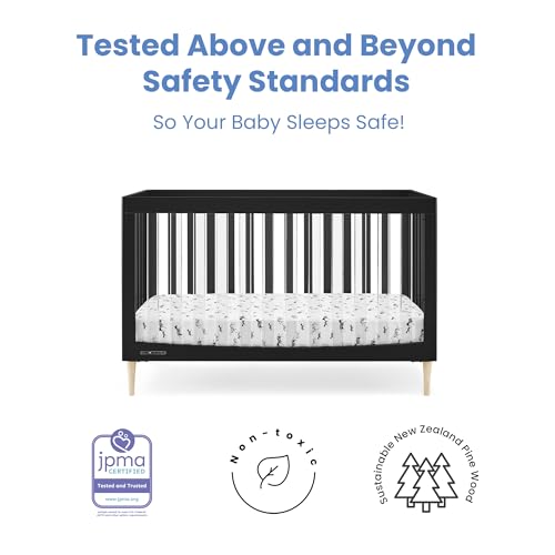 Delta Children Austin Acrylic 4-in-1 Convertible Baby Crib - Greenguard Gold Certified, Midnight Grey/Natural Delta Children