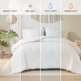 Codi White Boho Twin Comforter Set for Girls, Aesthetic Luxurious Pom Fringe Design Bedding,Cute Soft Washed Microfiber Bed Sets, Lightweight Chic,1 Comforter & 1 Pillowcase Codi