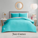 Juicy Couture Blue Crush Velour Twin/Twin XL Comforter Set - 2 Piece Luxury Bedding Ensemble Juicy Couture