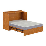 AFI Hamilton Full Murphy Bed Chest with Mattress, Storage, and Built-in Charger in Light Toffee AFI