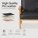 COLAMY PU Leather Accent Chair for Living Room, Mid Century Modern Relaxing Armchair with Solid Wood Frame & Soft Cushion, Reading Leisure Chair with High Back（Black COLAMY