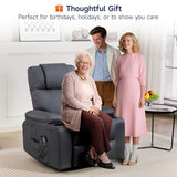 Brage Living Power Lift Recliner Chair for Elderly with Massage & Heat, 160° Adjustable PU Leather Electric Recliner with Remote, Cup Holders, Side Pockets, and Stand Assist for Living Room (Grey)